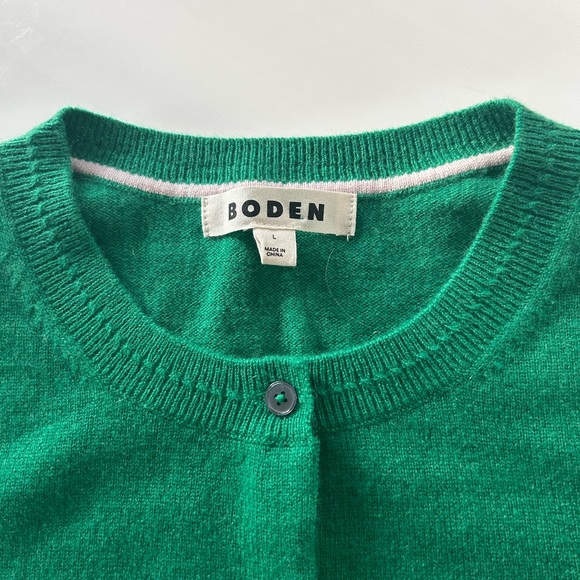 Bode Eva Cropped Cashmere Green Cardigan Sweater - Picture 2 of 6